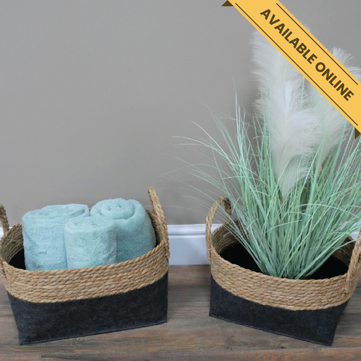 Woven two-tone basket planter, Weight:1.92kg.