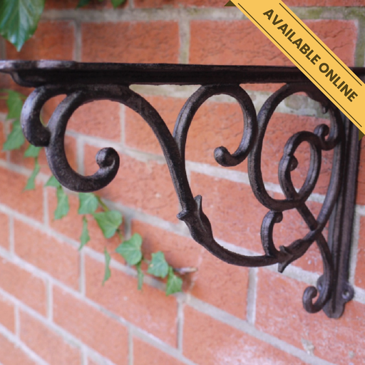 Large cast iron wall bracket, ideal for supporting shelves or hanging décor pieces, H: 23cm W: 33cm Weight: 1.5kgs