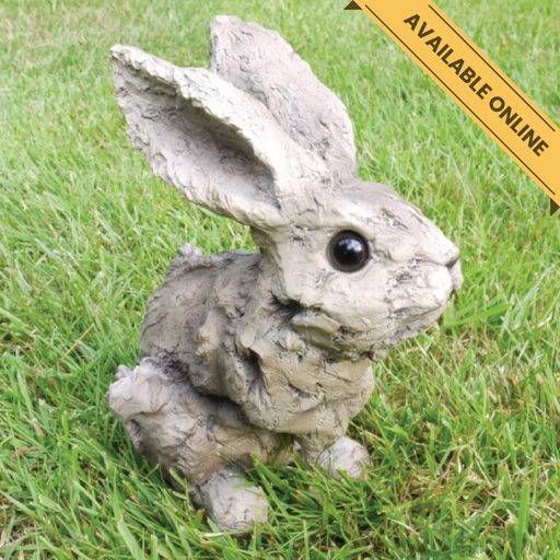 Bunny wood effect ornament. A unique and stylish piece, perfect for modern or rustic interiors, 17cm high, 10cm wide, 15cm deep, weighs 0.25kgs.