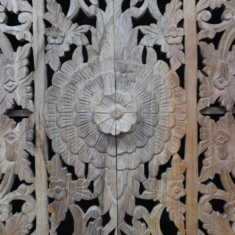 Stylish tall cabinet with carved details and built-in shelves, 180cm tall by 100cm wide by 40cm deep, 60.6kg in weight.