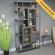 Large glass front display cabinet, H:190cm W:95cm D:34cm, Weight:40kg.