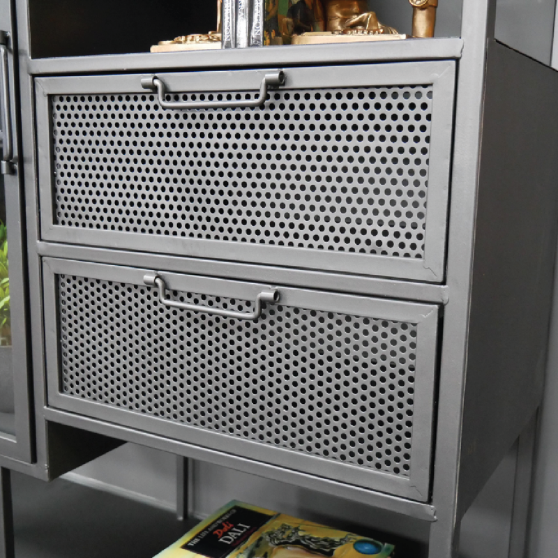 Tall display cabinet with clear glass doors, dimensions 190cm H x 95cm W x 34cm D, weight 40kg, perfect for modern or traditional interiors.