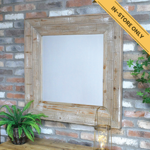 Mirror square wood blocks. A unique and stylish piece, perfect for modern or rustic interiors, 90cm high, 90cm wide, 6cm deep, weighs 9.5kgs.