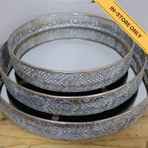 Decorative mirrored trays, Weight:4.36kg.