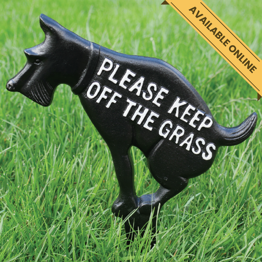 Please keep off grass spike sign. A unique and stylish piece, perfect for modern or rustic interiors, 35cm high, 21cm wide, 1cm deep, weighs 0.79kgs.
