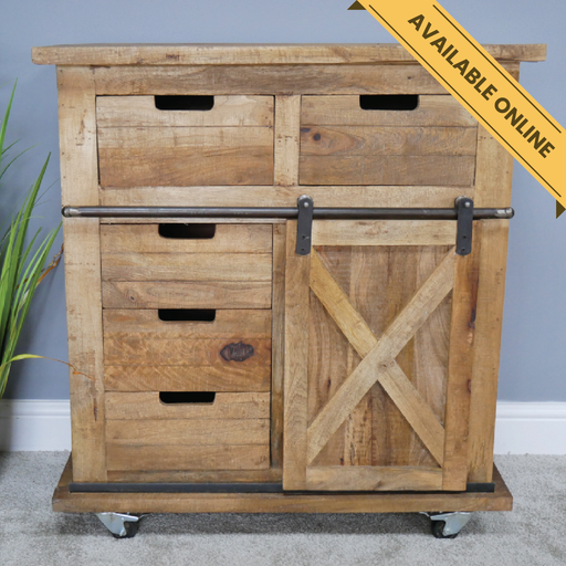 Rustic mango wood cabinet, H:88cm W:81cm D:40cm, Weight:32kg.