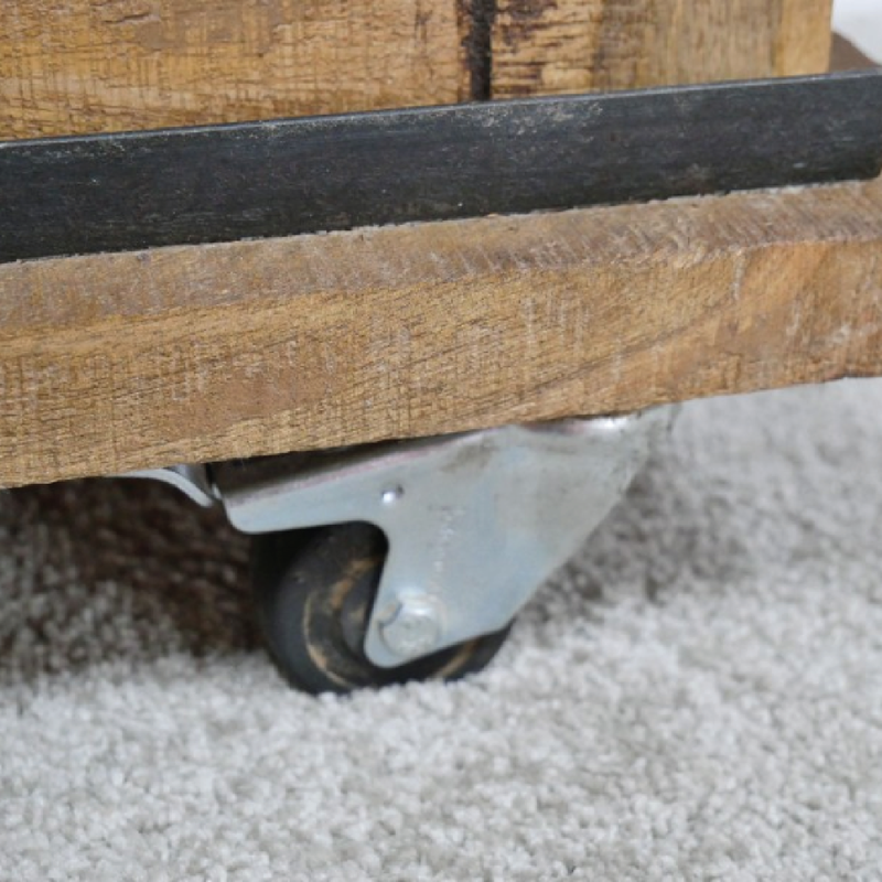 Solid mango wood storage cabinet with a rustic finish, dimensions 88cm H × 81cm W × 40cm D, weight 32kg.