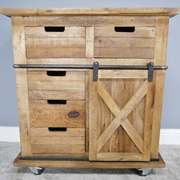 Stylish rustic-style cabinet in rich mango wood, 81cm wide, 88cm high, 40cm deep, total weight 32kg.
