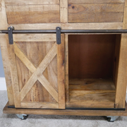 Compact yet sturdy rustic cabinet crafted from sustainable mango wood, 32kg, size 88 × 81 × 40cm.