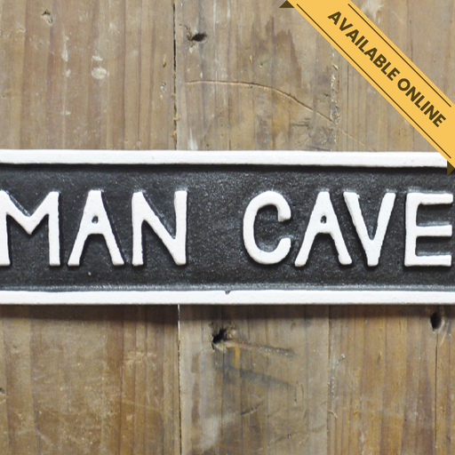 Sign man cave. A unique and stylish piece, perfect for modern or rustic interiors, 6cm high, 22cm wide, 1cm deep, weighs 0.3kgs.