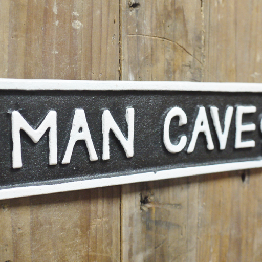 Stylish wooden "Man Cave" sign with minimalist design, dimensions 6cm H × 22cm W × 1cm D, weight 0.3kg.