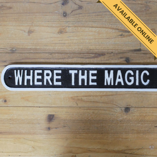 Sign where the magic happens. A unique and stylish piece, perfect for modern or rustic interiors, 6cm high, 58cm wide, 1cm deep, weighs 1.98kgs.