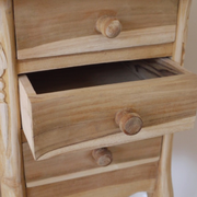 Minimalist wooden cabinet with an unfinished natural finish, 72cm high, 31cm wide, 31cm deep, ideal for modern or rustic bedrooms, 8kg.