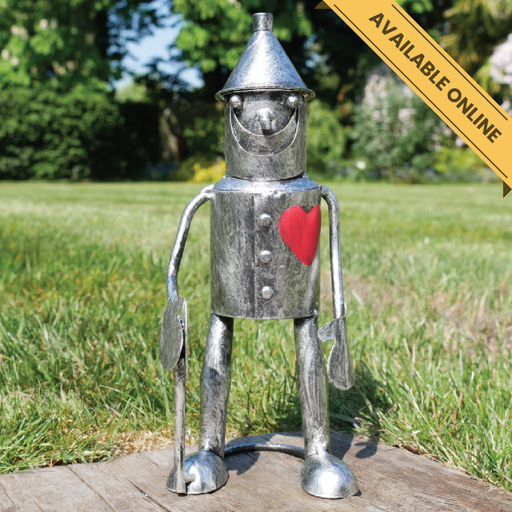 Tin man mini standing ornament. A unique and stylish piece, perfect for modern or rustic interiors, 22cm high, 9cm wide, 9cm deep, weighs 0.22kgs.