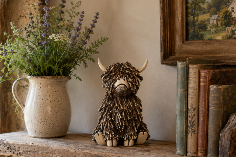 HIGHLAND COW SITTING MEDIUM