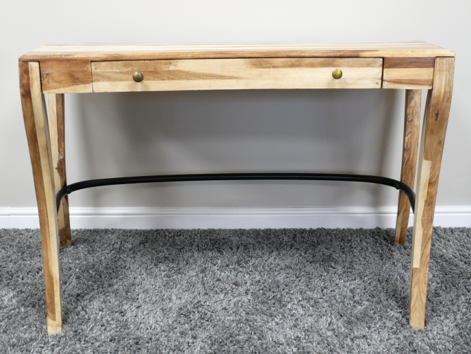 DESK 1 DRAWER TEAK CURVED LEGS
