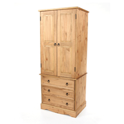 Functional wardrobe with two doors and three lower drawers, ideal for mixed storage needs, dimensions 187.7cm H × 76.5cm W × 55.5cm D, weight 42.5kg.