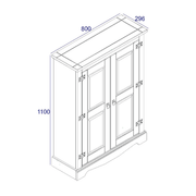 Classic-style storage unit with two solid doors, ideal for organized spaces; measures 110cm in height, 80cm in width, and 29.6cm in depth; 21.5kg.