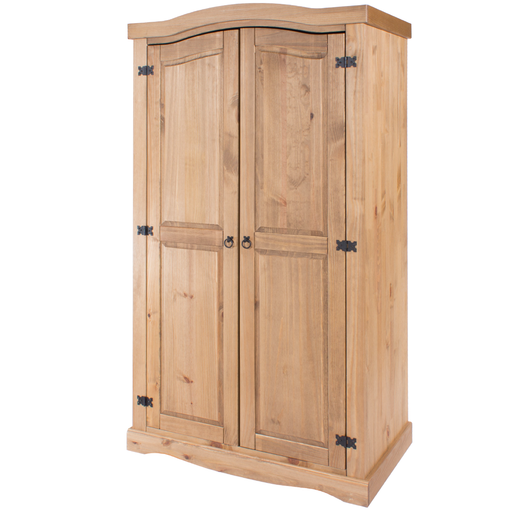 Sturdy double-door wardrobe offering generous storage for clothes, dimensions 189cm H × 100cm W × 56cm D, weight 48.5kg.