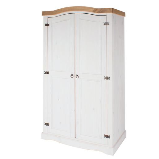 Classic full-height wardrobe with two smooth-opening doors and a clean natural finish, ideal for compact or traditional bedrooms; measures 189cm tall, 100cm wide, and 56cm deep; total weight 48.5kg.