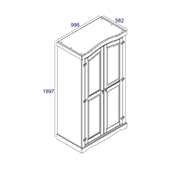 Functional two-door closet featuring solid build quality and ample space for clothes, finished in warm natural tones; size: 189 x 100 x 56cm; weight 48.5kg.