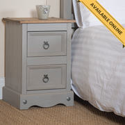 Compact two-drawer bedside cabinet perfect for storing nighttime essentials within easy reach; height 53.1cm, width 36cm, depth 32cm; weight 8.5kg.