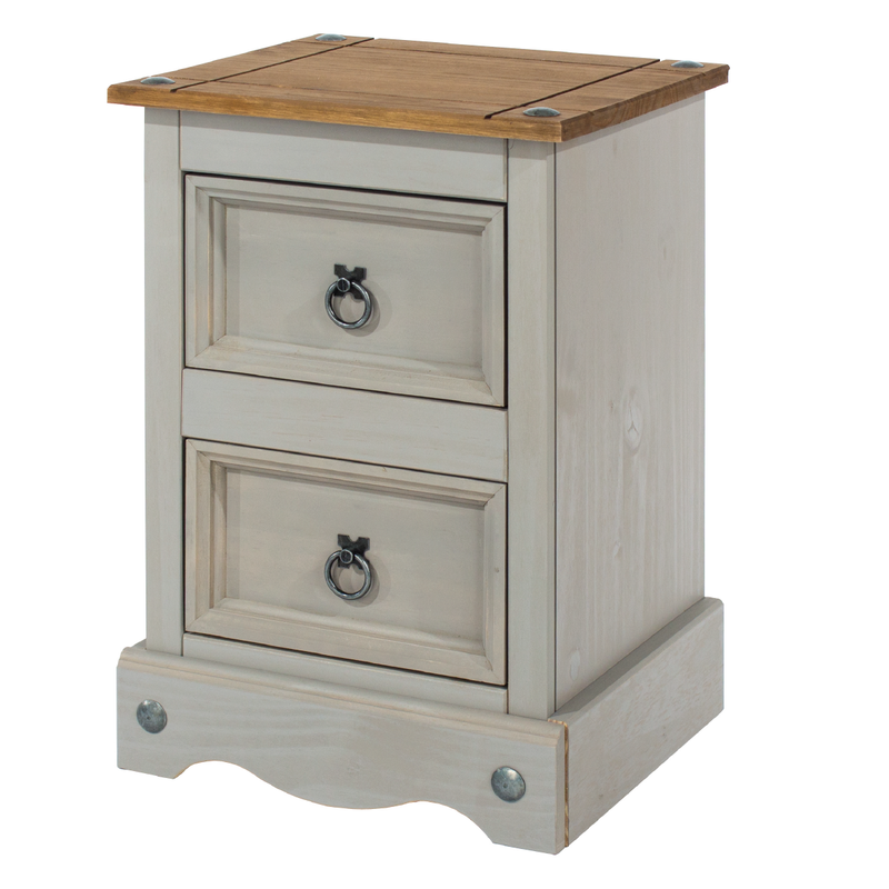 Petite nightstand featuring two smooth-gliding drawers and a space-saving footprint; dimensions: 53.1cm H × 36cm W × 32cm D; weighs 8.5 kilograms.