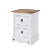 Petite nightstand with two smooth-gliding drawers, designed to fit snugly in tight spaces; dimensions: 53.1cm H × 36cm W × 32cm D; weighs 8.5 kilograms.