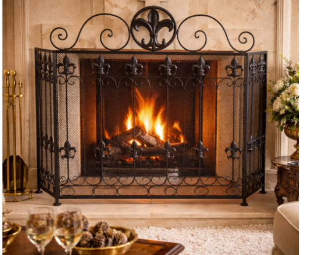 FIRE SCREEN ORNATE FLEUR DE LIS