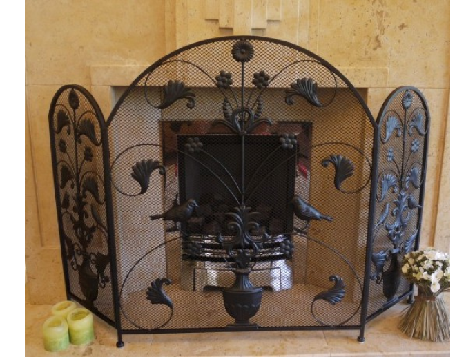 FIRE SCREEN ORNATE BIRDS