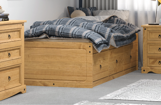 3ft cabin bed with space-saving design and under-bed storage drawers, 55cm high, 100cm wide, 195.6cm deep, weighing 47kg.