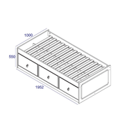 Functional 3ft cabin bed combining a low-profile design with practical built-in drawers; measures 55cm tall, 100cm wide, and 195.6cm deep; total weight 47kg.