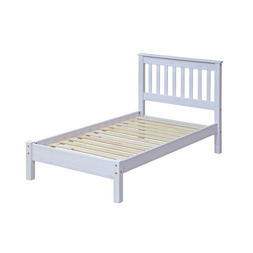 Simple single bedstead with breathable slatted detailing and a modest silhouette, ideal for small bedrooms; measures 100cm tall, 101.6cm wide, and 201.5cm deep; total weight 23.5kg.