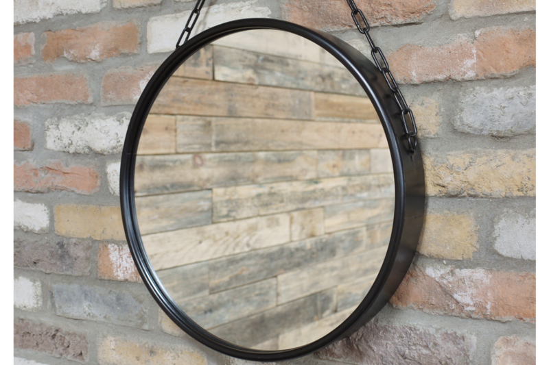 MIRROR ROUND BLACK CHAIN