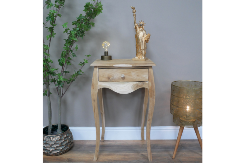 BEDSIDE CABINET WAVY LEGS UNFINISHED