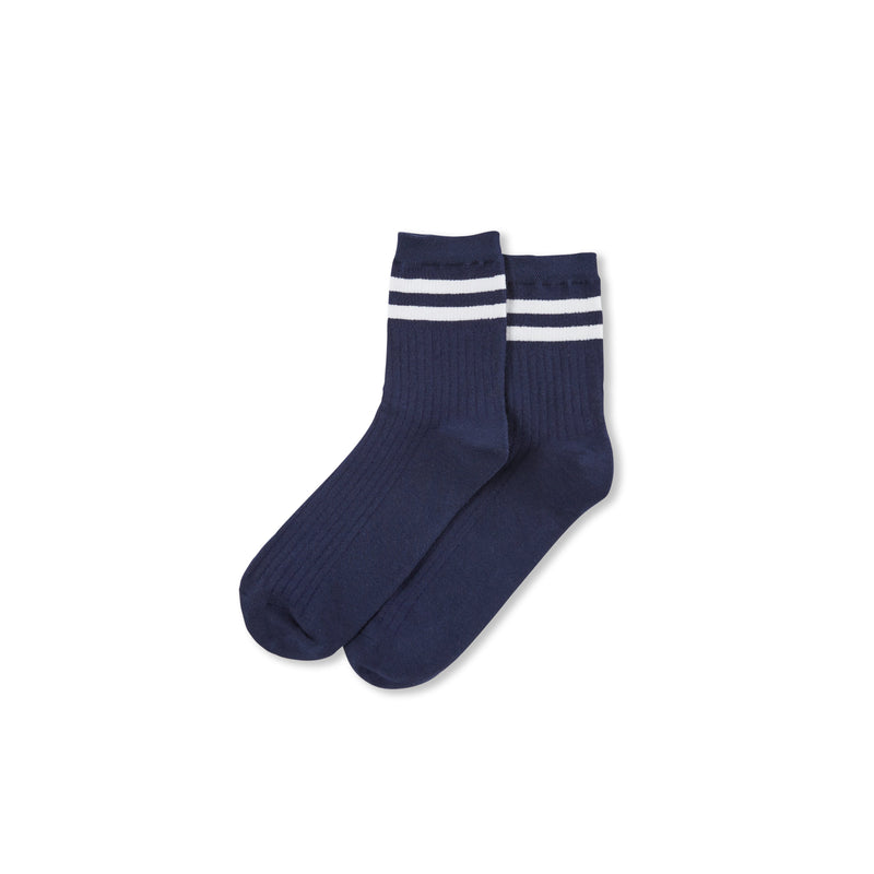 Chalk women’s bamboo ankle socks navy unfolded flat lay