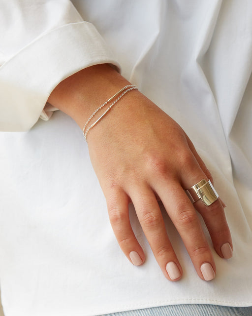 Chalk chunky flat ring silver minimalist jewellery close-up detail