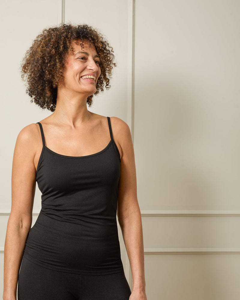 Chalk women’s black cotton vest top sleeveless front view