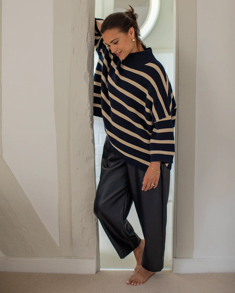 VICKI JUMPER STRIPE NAVY/SAND