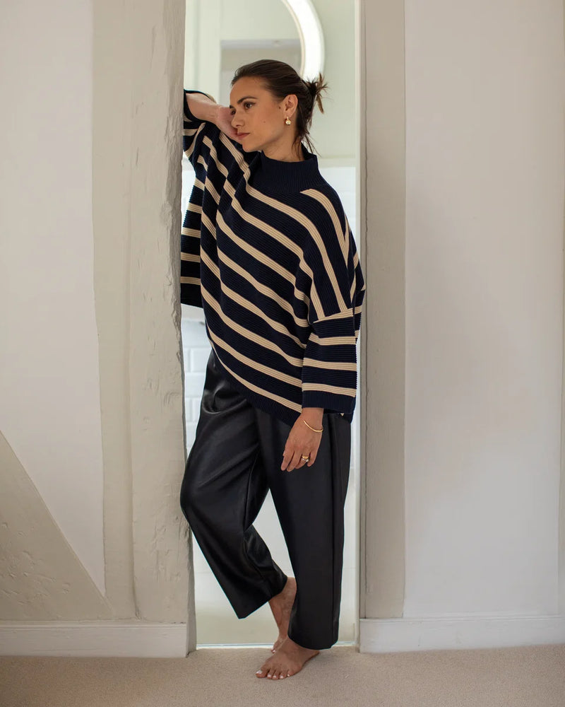 VICKI JUMPER STRIPE NAVY/SAND