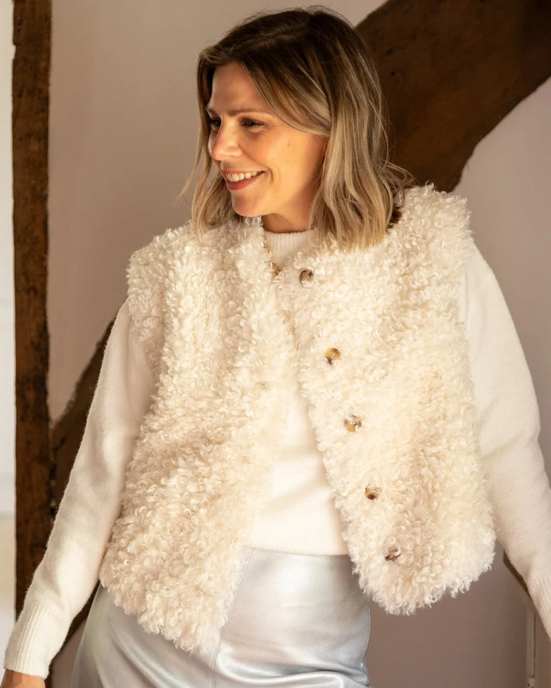 LAUREN FAUX FUR GILET IVORY