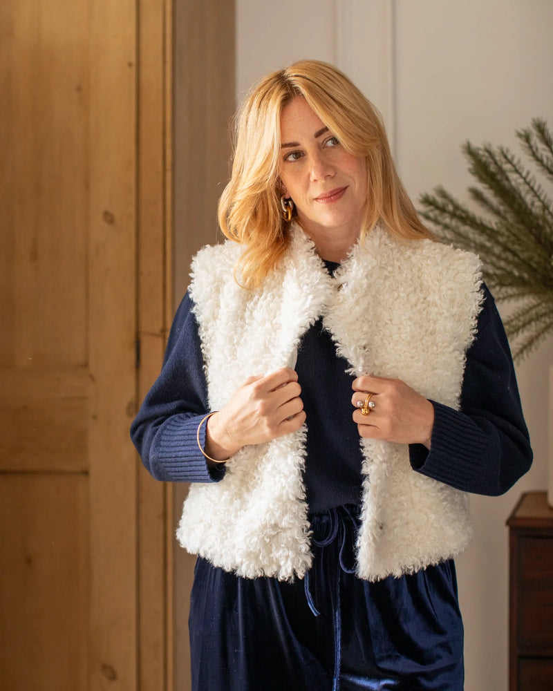 LAUREN FAUX FUR GILET IVORY