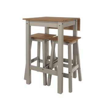 LINEA DROP LEAF BREAKFAST TABLE & 2 HIGH STOOL SET