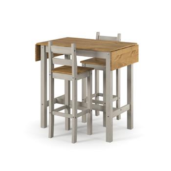 RECTANGULAR HIGH BREAKFAST BAR DROP LEAF TABLE AND (PAIR) BAR CHAIR SET