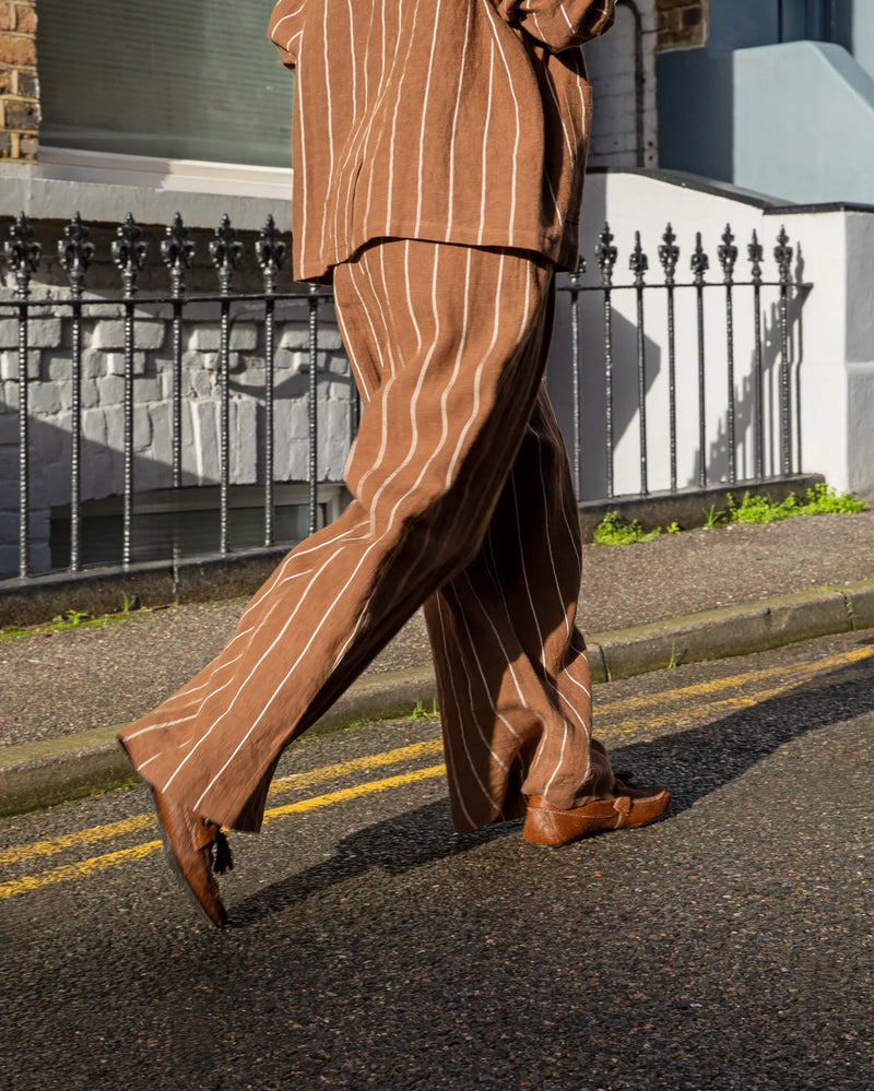 JASMINE STRIPE TROUSER TOBACCO