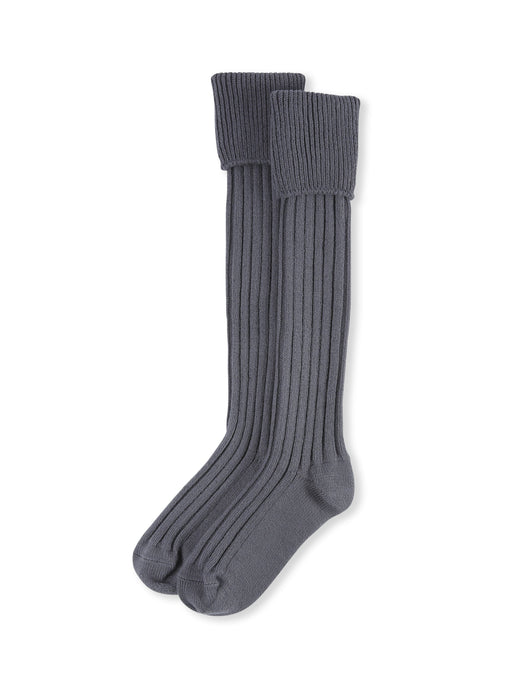 Chalk women’s long boot socks knitted unfolded flat lay