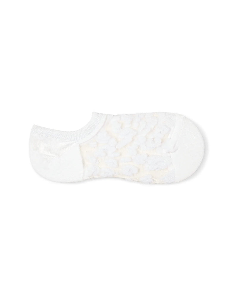 LEOPARD NO SHOW SOCK WHITE