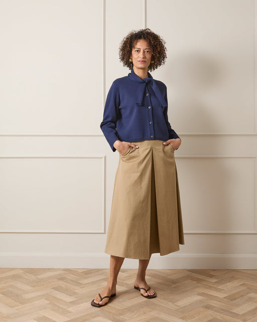 Chalk women’s Tamara skirt dark beige midi front view