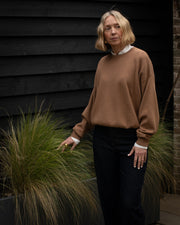 Chalk women’s Uma jumper brick red knitted side view at 45 degrees angle