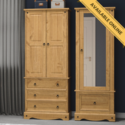 Elegant armoire with a full-length mirrored door and a lower storage drawer, 187.7cm high, 66cm wide, 55.5cm deep, weighing 38.5kg.